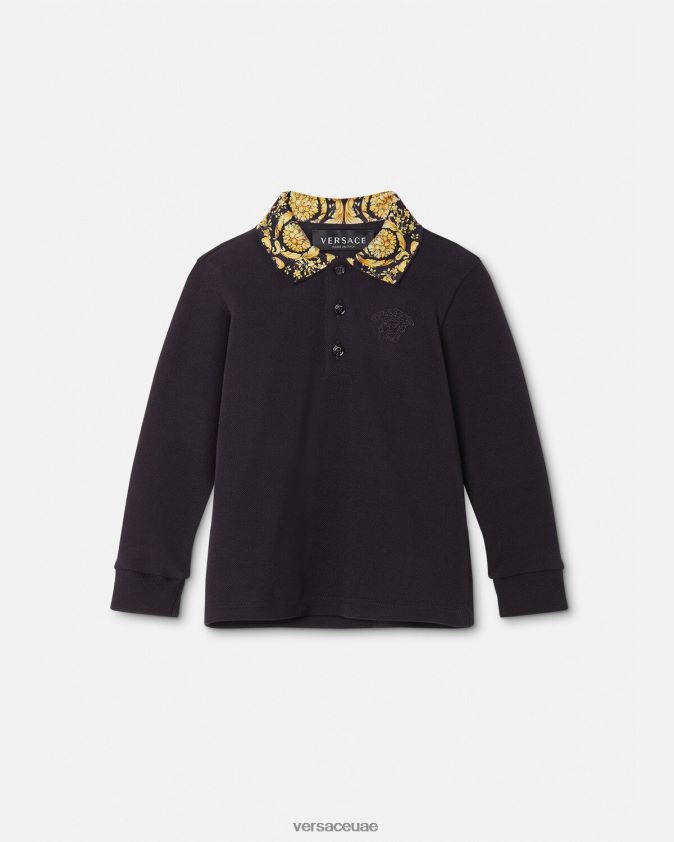 أطفال قميص بولو للأطفال من باروكو Versace أسود 0FVD2J1902 ملابس