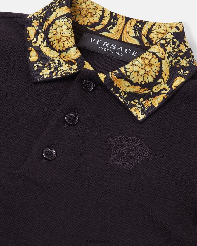 أطفال قميص بولو للأطفال من باروكو Versace أسود 0FVD2J1902 ملابس