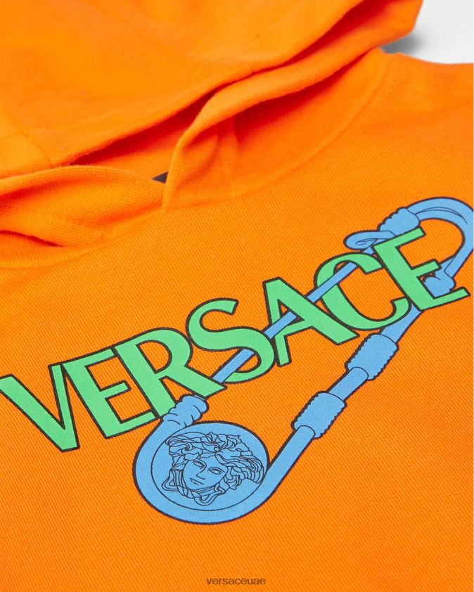 أطفال هوديي دبوس الأمان للأطفال Versace البرتقالي 0FVD2J1918 ملابس