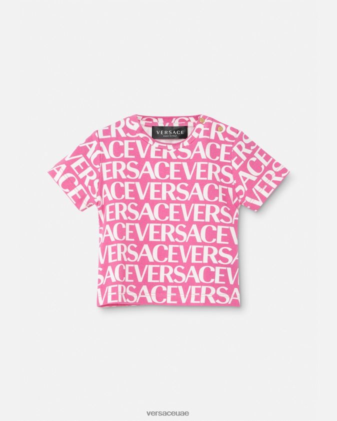 أطفال كل انحاء الطفل تي شيرت Versace الوردي والطباعة 0FVD2J1920 ملابس