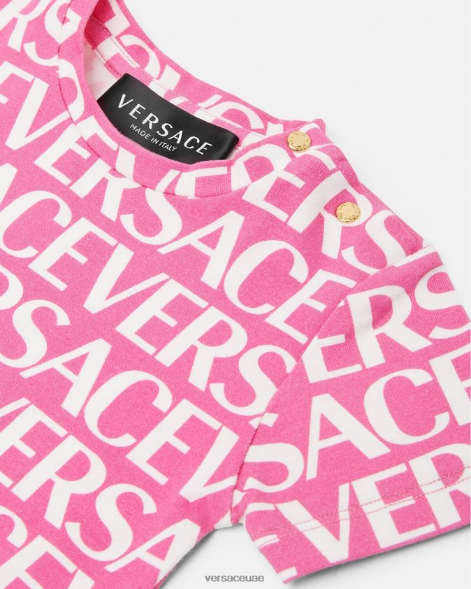 أطفال كل انحاء الطفل تي شيرت Versace الوردي والطباعة 0FVD2J1920 ملابس