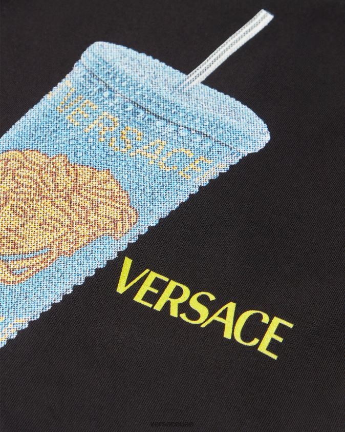 أطفال تي شيرت للأطفال على شكل كوب سفر Versace أسود وطباعة 0FVD2J1925 ملابس