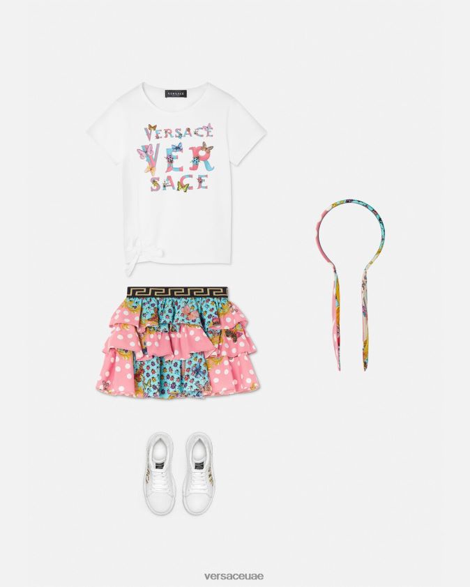أطفال شعار تي شيرت Versace الأبيض والطباعة 0FVD2J1931 ملابس