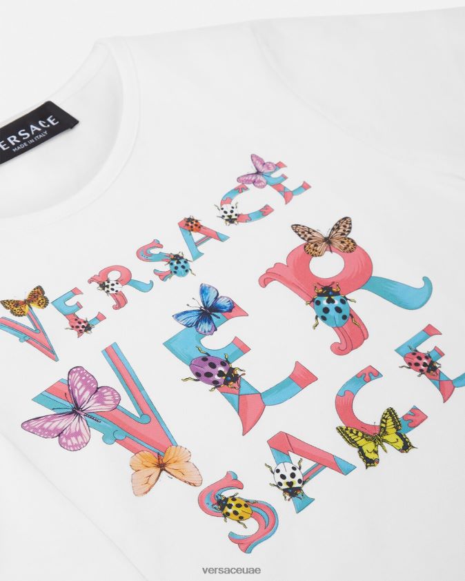أطفال شعار تي شيرت Versace الأبيض والطباعة 0FVD2J1931 ملابس
