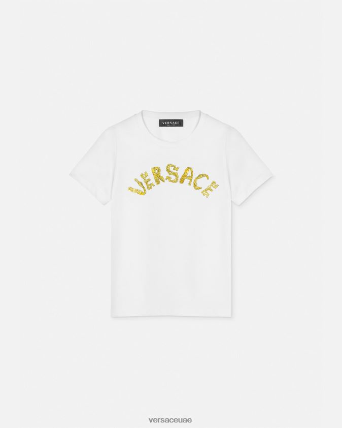 أطفال شعار تي شيرت Versace ذهب ابيض 0FVD2J1933 ملابس