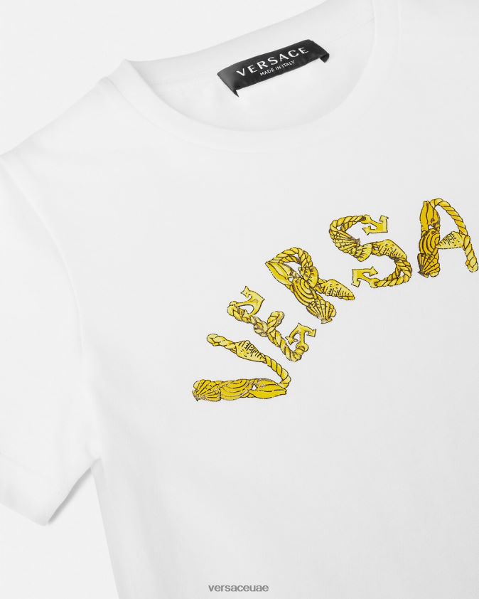 أطفال شعار تي شيرت Versace ذهب ابيض 0FVD2J1933 ملابس
