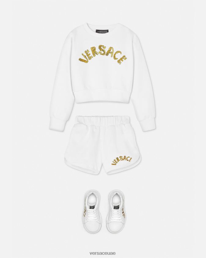 أطفال شورت رياضي بشعار الماركة Versace ذهب ابيض 0FVD2J1934 ملابس