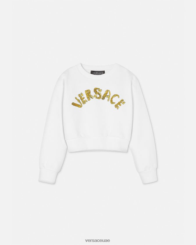 أطفال سويت شيرت بطبعة شعار الماركة Versace ذهب ابيض 0FVD2J1935 ملابس