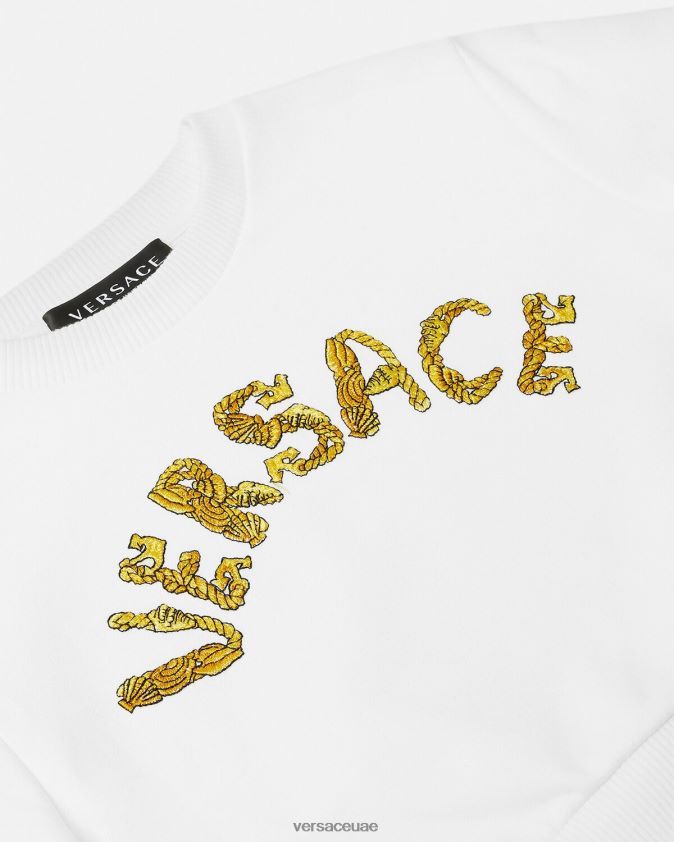 أطفال سويت شيرت بطبعة شعار الماركة Versace ذهب ابيض 0FVD2J1935 ملابس