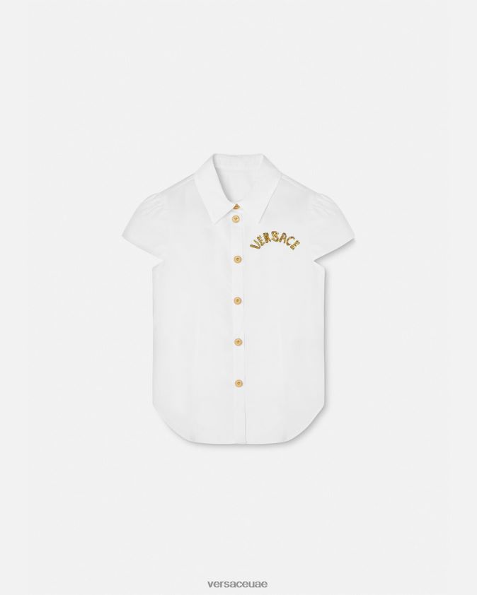 أطفال قميص ميدوسا بأكمام قصيرة Versace ذهب ابيض 0FVD2J1936 ملابس