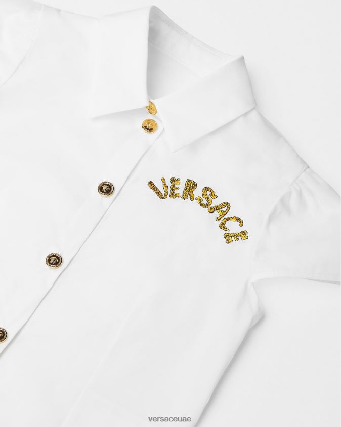 أطفال قميص ميدوسا بأكمام قصيرة Versace ذهب ابيض 0FVD2J1936 ملابس