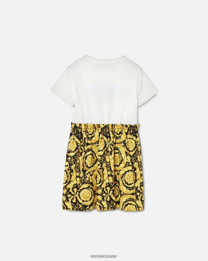 أطفال فستان تي شيرت باروكو Versace الأبيض والطباعة 0FVD2J1953 ملابس