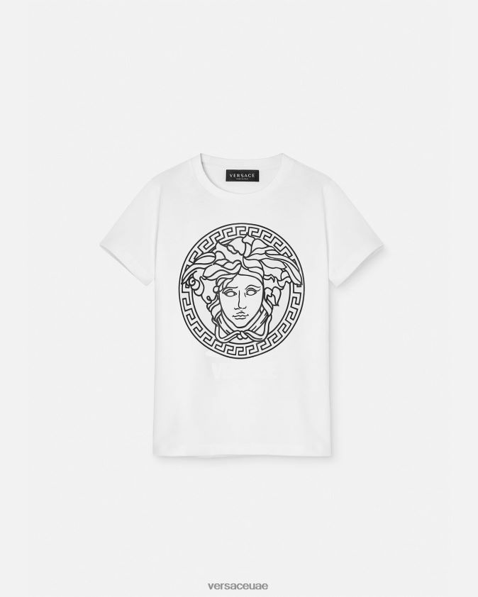 أطفال تيشيرت ميدوسا Versace أبيض وأسود 0FVD2J1966 ملابس