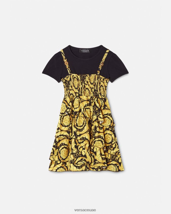 أطفال فستان باروكو بكشكشة Versace أسود 0FVD2J1987 ملابس