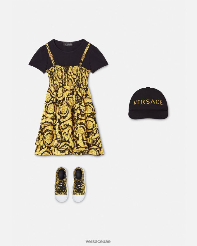 أطفال فستان باروكو بكشكشة Versace أسود 0FVD2J1987 ملابس