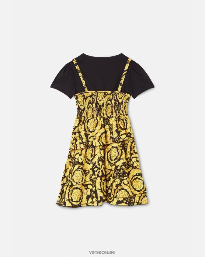 أطفال فستان باروكو بكشكشة Versace أسود 0FVD2J1987 ملابس
