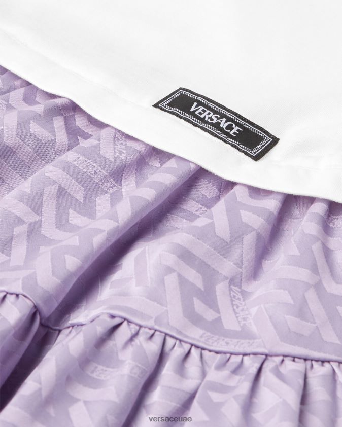 أطفال فستان لاغريكا تي شيرت Versace الأبيض والأرجواني 0FVD2J1996 ملابس