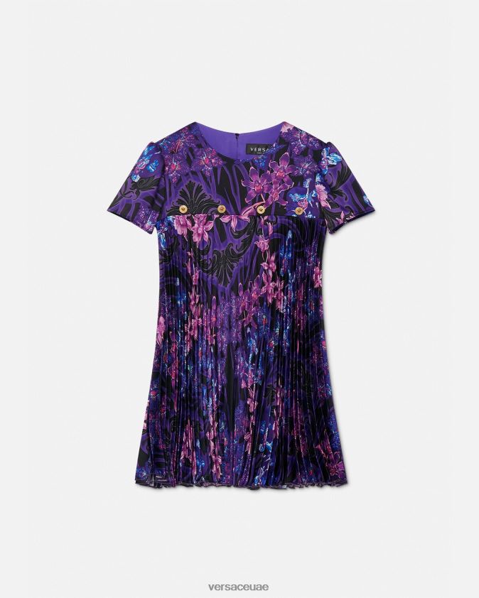 أطفال فستان أوركيد باروكو بكسرات Versace البنفسجي والطباعة 0FVD2J2007 ملابس