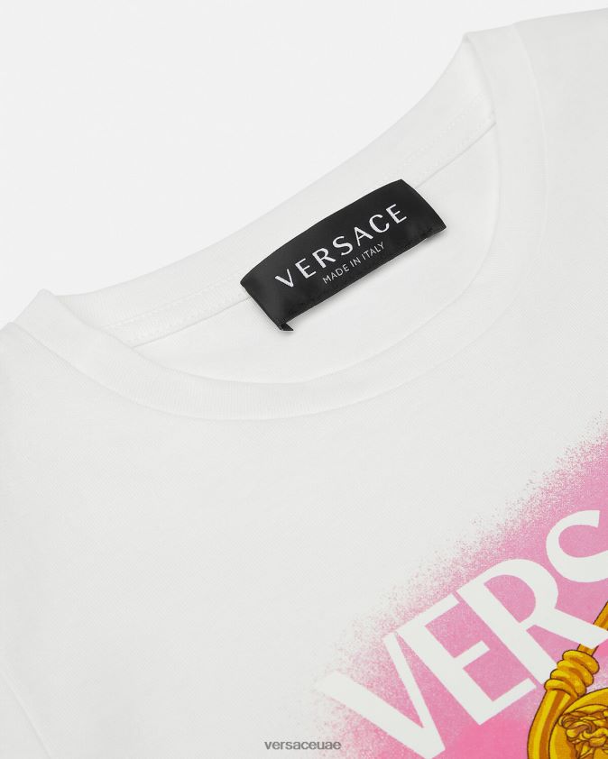 أطفال تي شيرت دبوس الأمان Versace الأبيض والطباعة 0FVD2J2008 ملابس