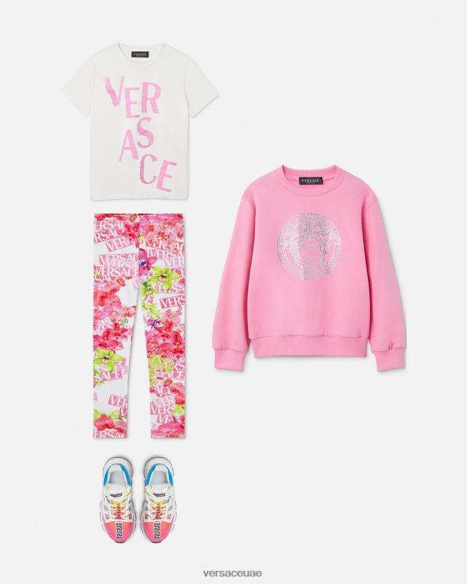 أطفال شعار تي شيرت Versace وردي فاتح 0FVD2J2012 ملابس