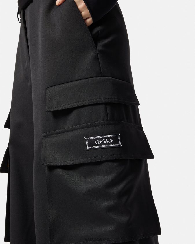 نحيف السراويل البضائع الشعار Versace أسود 0FVD2J201 ملابس