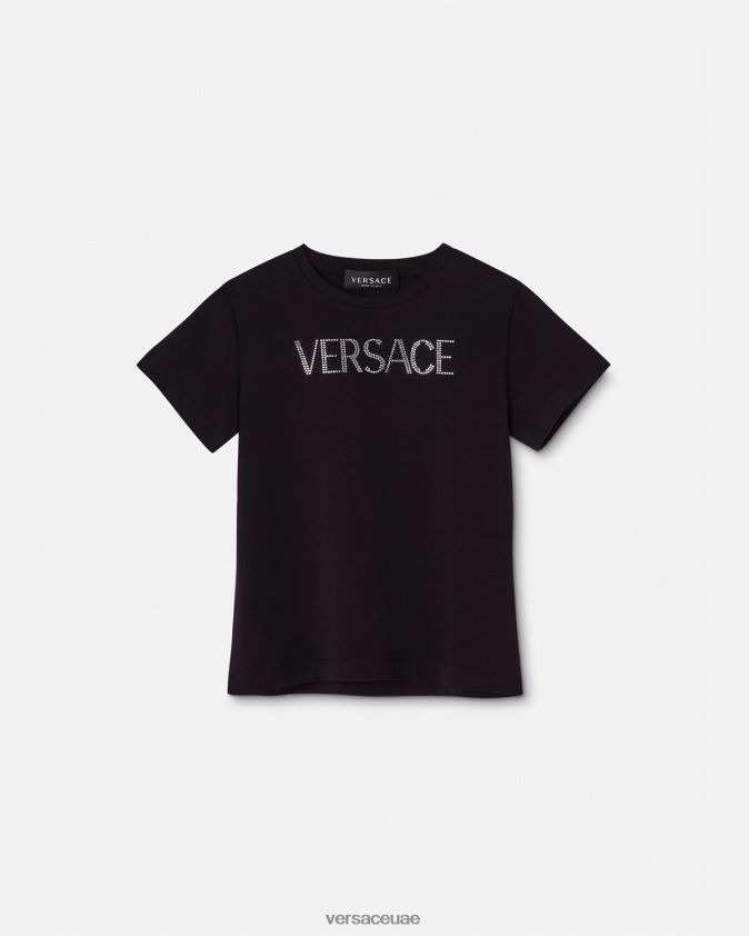 أطفال تي شيرت بشعار كريستال Versace أسود 0FVD2J2021 ملابس