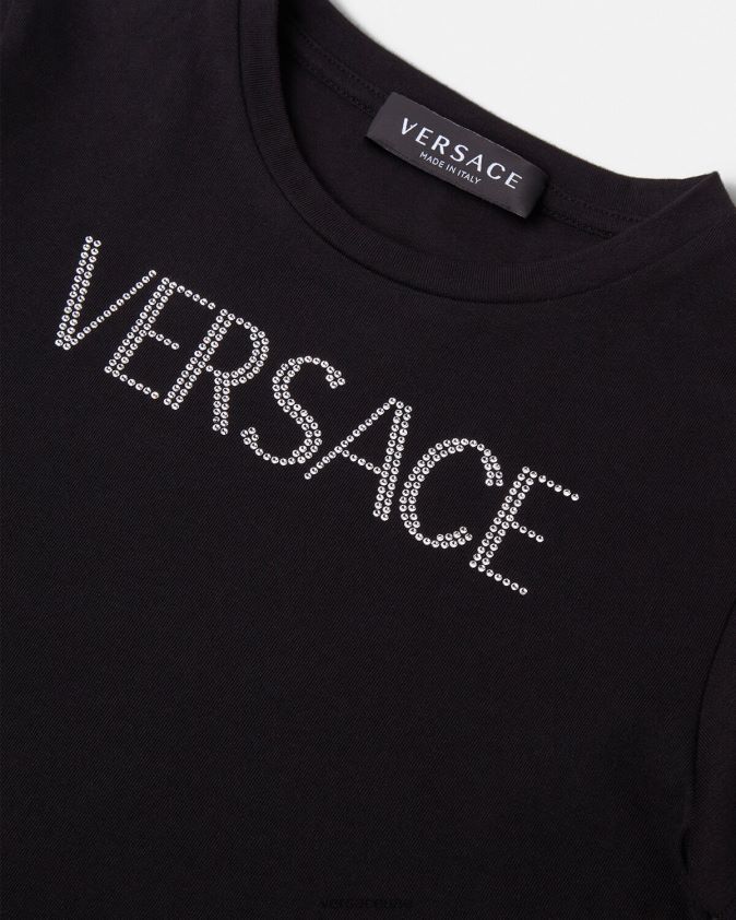 أطفال تي شيرت بشعار كريستال Versace أسود 0FVD2J2021 ملابس