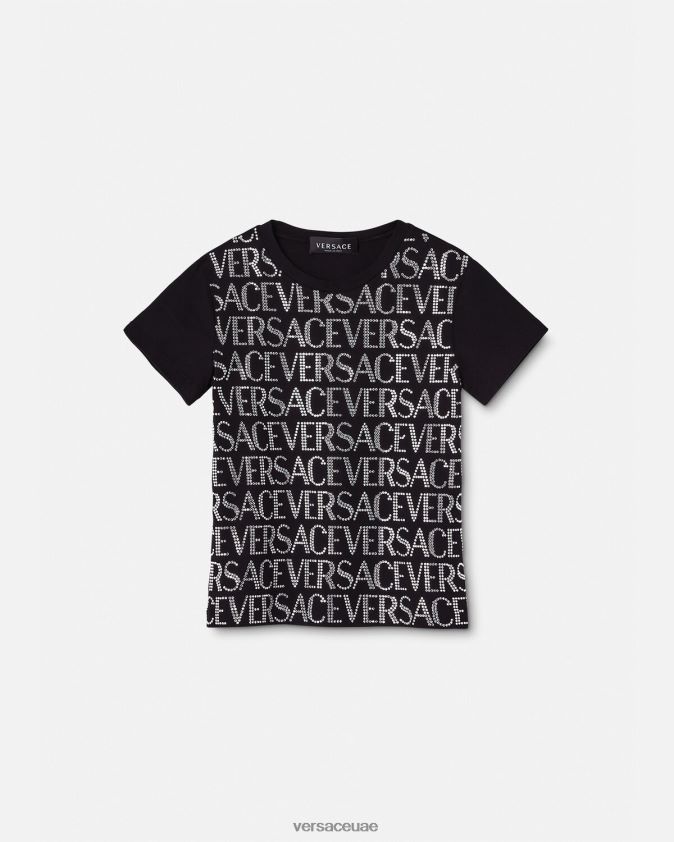 أطفال الكريستال كل انحاء تي شيرت Versace أسود 0FVD2J2024 ملابس