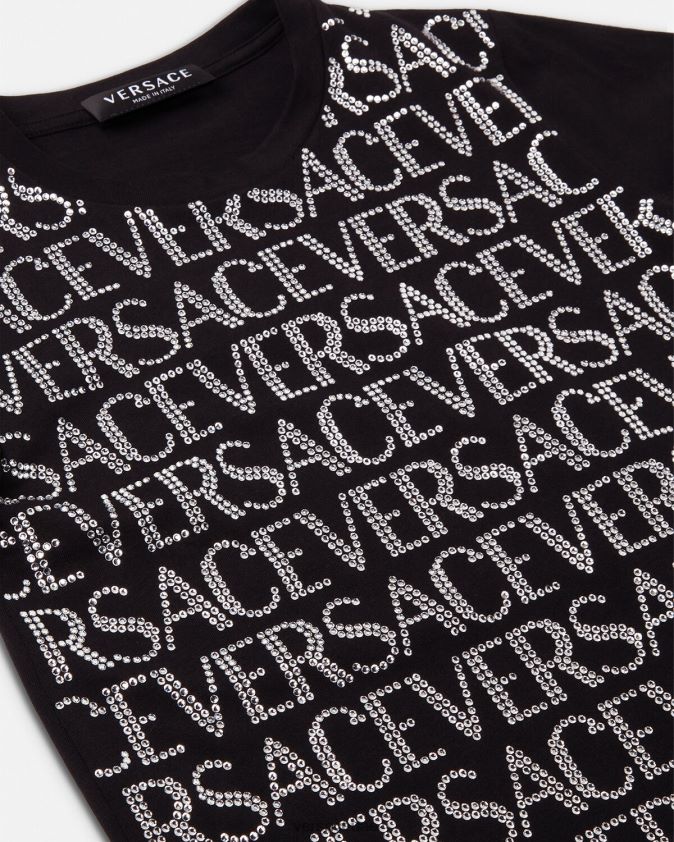 أطفال الكريستال كل انحاء تي شيرت Versace أسود 0FVD2J2024 ملابس