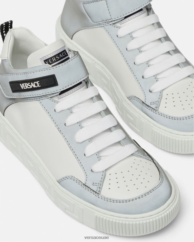 أطفال حذاء رياضي بشعار يوناني Versace أبيض فضي 0FVD2J2026 حذاء