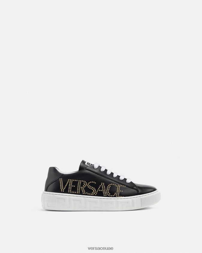 أطفال حذاء رياضي بشعار يوناني Versace أسود 0FVD2J2037 حذاء