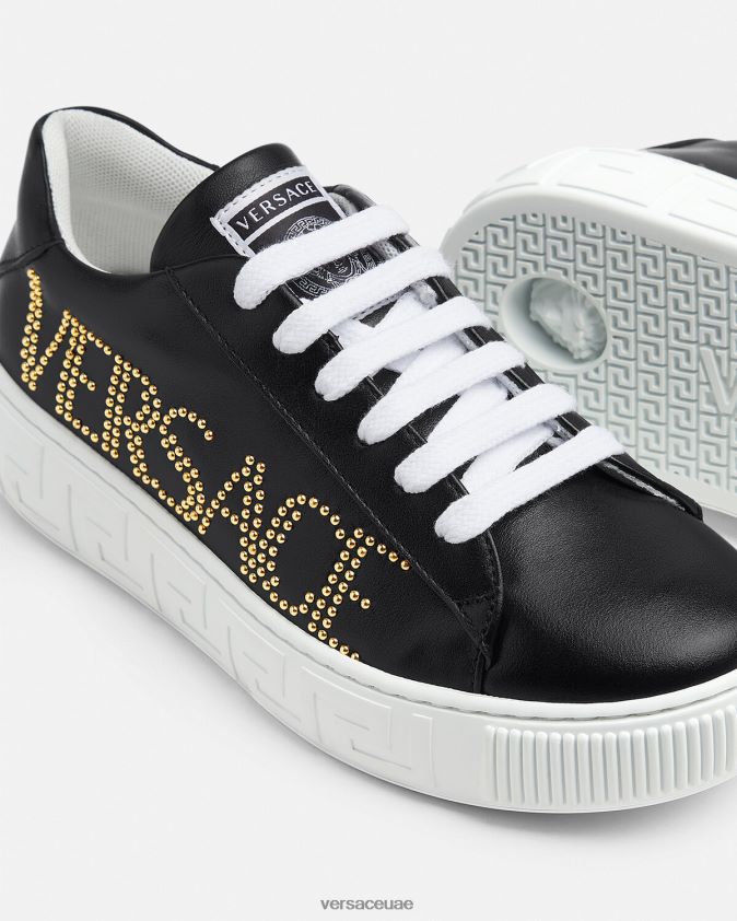 أطفال حذاء رياضي بشعار يوناني Versace أسود 0FVD2J2037 حذاء