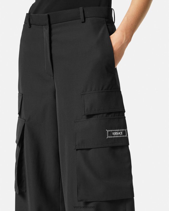 نحيف السراويل البضائع واسعة Versace أسود 0FVD2J204 ملابس