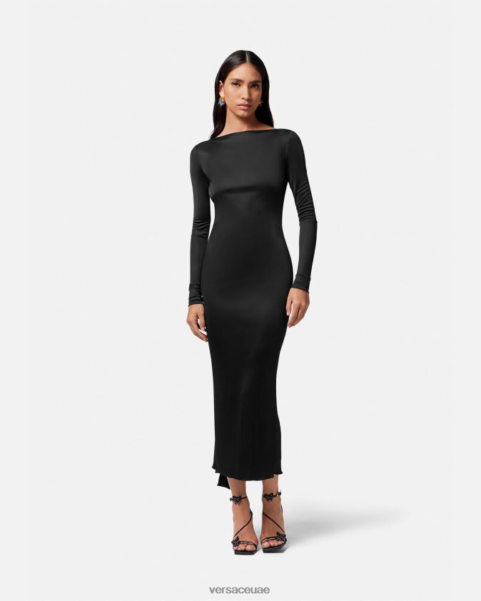 نحيف فستان طويل معقود بدون ظهر Versace لون واحد 0FVD2J20 ملابس