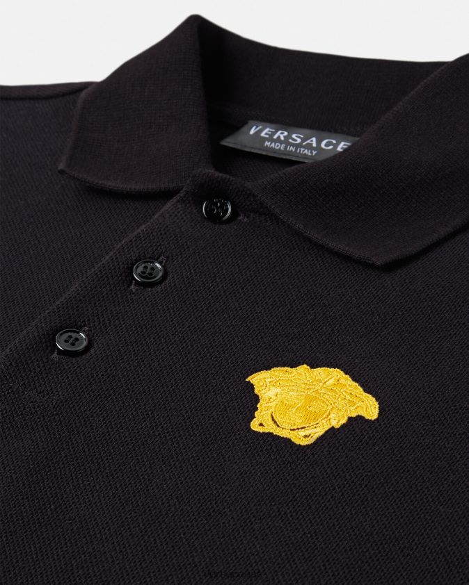 أطفال قميص بولو ميدوسا مطرز Versace أسود 0FVD2J2104 ملابس