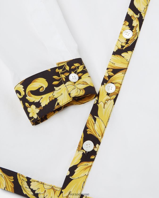 أطفال قميص الباروك Versace الأبيض والطباعة 0FVD2J2111 ملابس