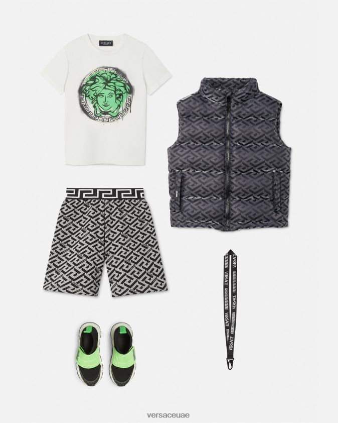 أطفال شورت العرق لا غريكا Versace الرمادي والطباعة 0FVD2J2116 ملابس