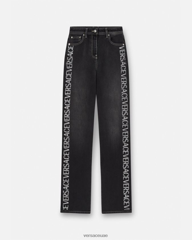 نحيف الجينز الكريستالي Versace أسود 0FVD2J213 ملابس