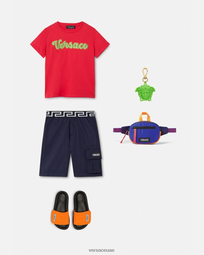 أطفال تيشيرت بشعار الجامعة Versace أحمر 0FVD2J2133 ملابس