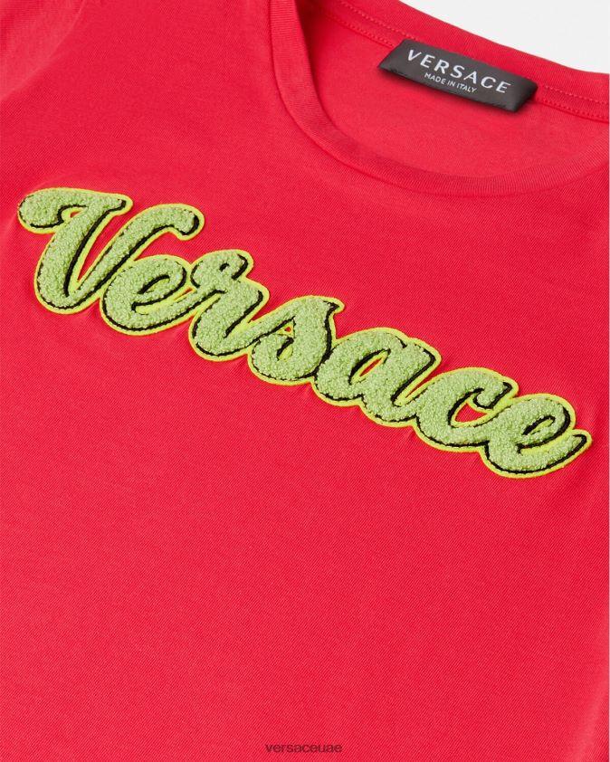 أطفال تيشيرت بشعار الجامعة Versace أحمر 0FVD2J2133 ملابس