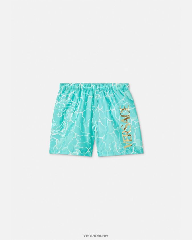 أطفال شورت سباحة بشعار ميدوسا Versace أزرق 0FVD2J2134 ملابس