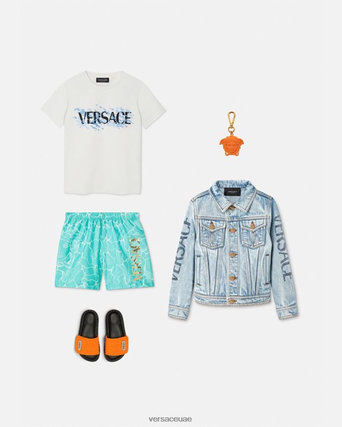 أطفال شورت سباحة بشعار ميدوسا Versace أزرق 0FVD2J2134 ملابس