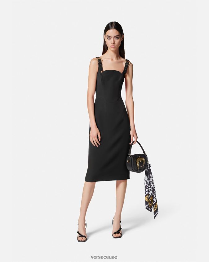 نحيف فستان ميدي بإبزيم باروكي Versace أسود 0FVD2J2142 ملابس