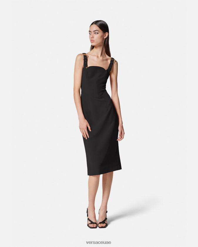 نحيف فستان ميدي بإبزيم باروكي Versace أسود 0FVD2J2142 ملابس