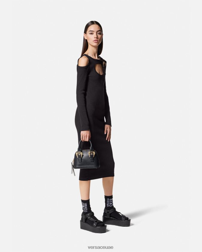 نحيف فستان ميدي بفتحات على شكل مشبك باروكي Versace أسود 0FVD2J2143 ملابس