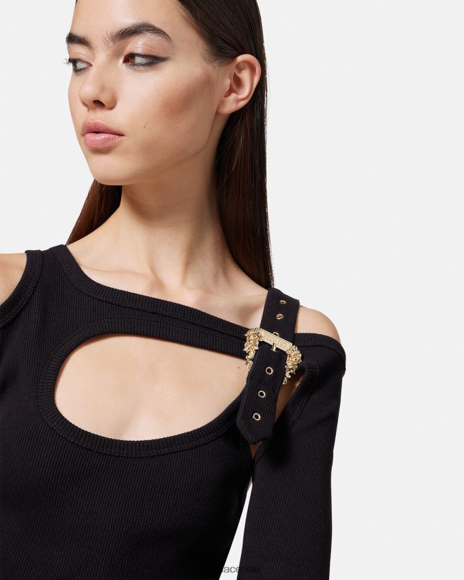 نحيف فستان ميدي بفتحات على شكل مشبك باروكي Versace أسود 0FVD2J2143 ملابس