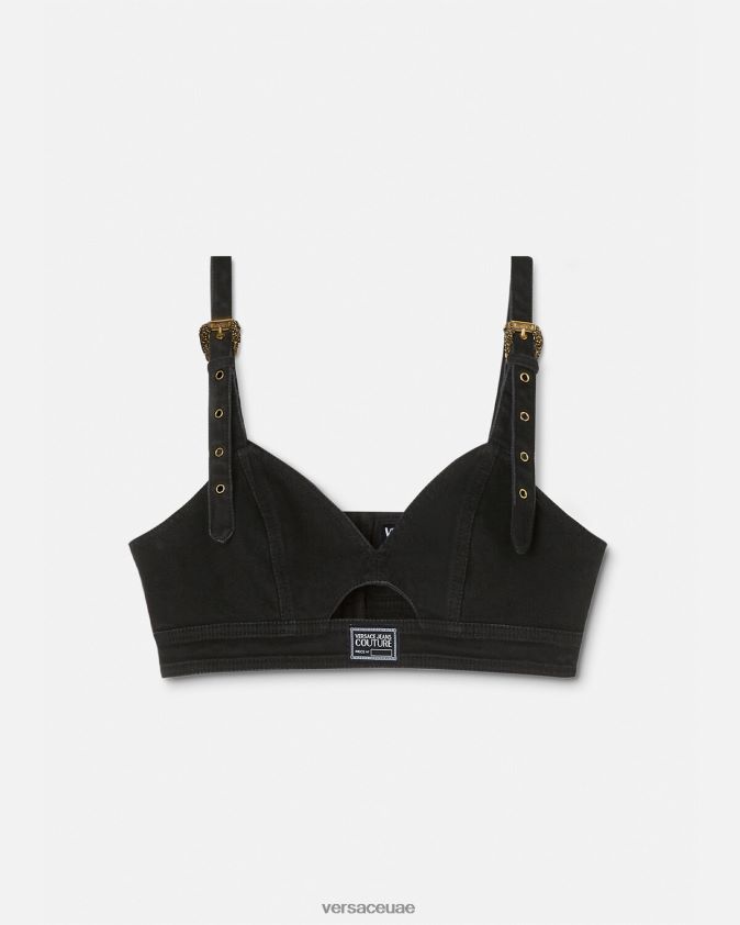 نحيف بلوزة جينز قصيرة بإبزيم باروكي Versace أسود 0FVD2J2145 ملابس
