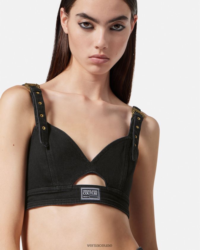 نحيف بلوزة جينز قصيرة بإبزيم باروكي Versace أسود 0FVD2J2145 ملابس