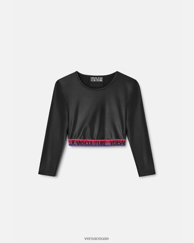 نحيف بلوزة قصيرة بشعار الماركة Versace أسود 0FVD2J2146 ملابس