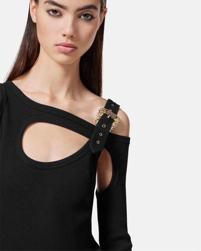 نحيف بلوزة بفتحة بإبزيم باروكي Versace أسود 0FVD2J2147 ملابس